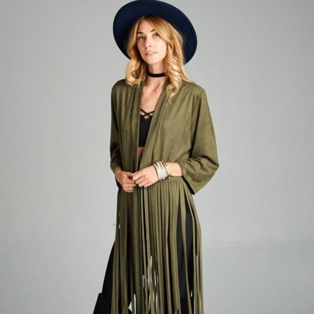 Fringe Rocker Suede Style Boho Jacket - Picture 2 of 4